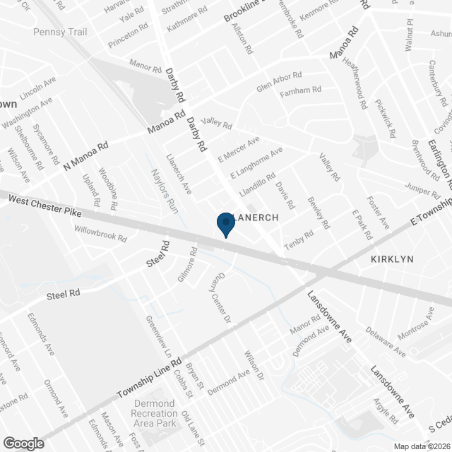 Map showing location of Havertown
